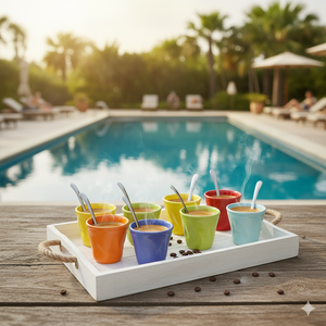 Set 6 Tazzine da caffè Accartocciati in Gres + Cucchiaini Kaleidos Multicolor