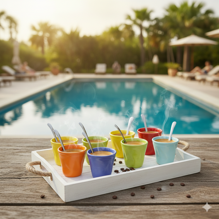 Set 6 Tazzine da caffè Accartocciati in Gres + Cucchiaini Kaleidos Multicolor