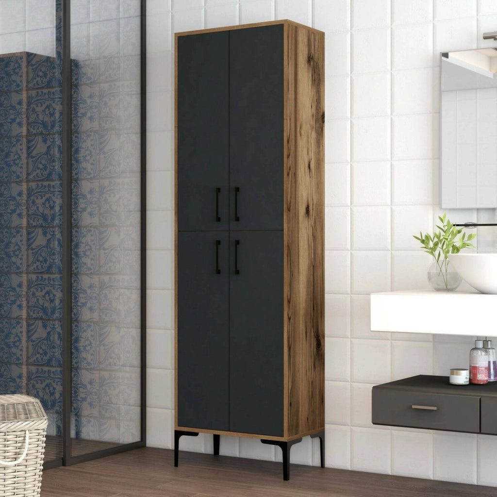 Amata, Armadio Multiuso Grande 5 Ripiani, 60x200h cm Marrone Noce