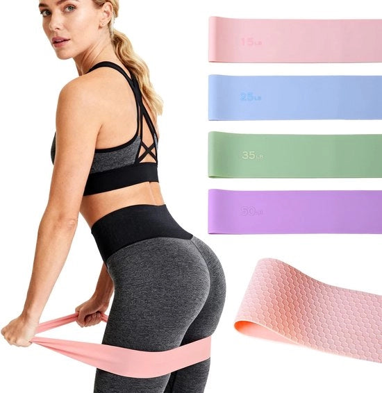 Cinturoni elastici per palestra, 4 livelli di resistenza, con superficie interna antiscivolo, per esercizi indoor ed esterno