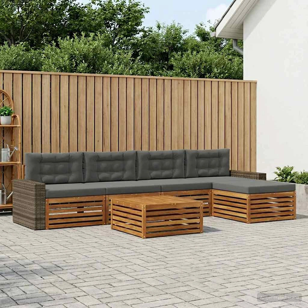 Set di divani da esterno 6 pz Naturale e Antracite Poliestere 3383280