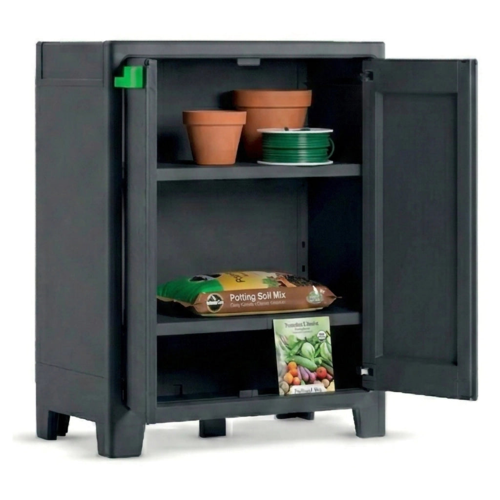 Armadio da esterno Markham, Mobile outdoor, Mobiletto giardino multiuso, Contenitore per balcone o garage, Made in Italy, 80x44 h100 cm, Grigio