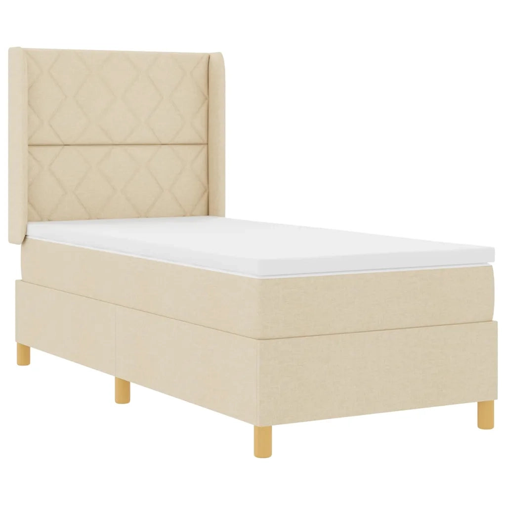 Letto a molle con testiera Crema 90 x 190 cm Tessuto 3341873