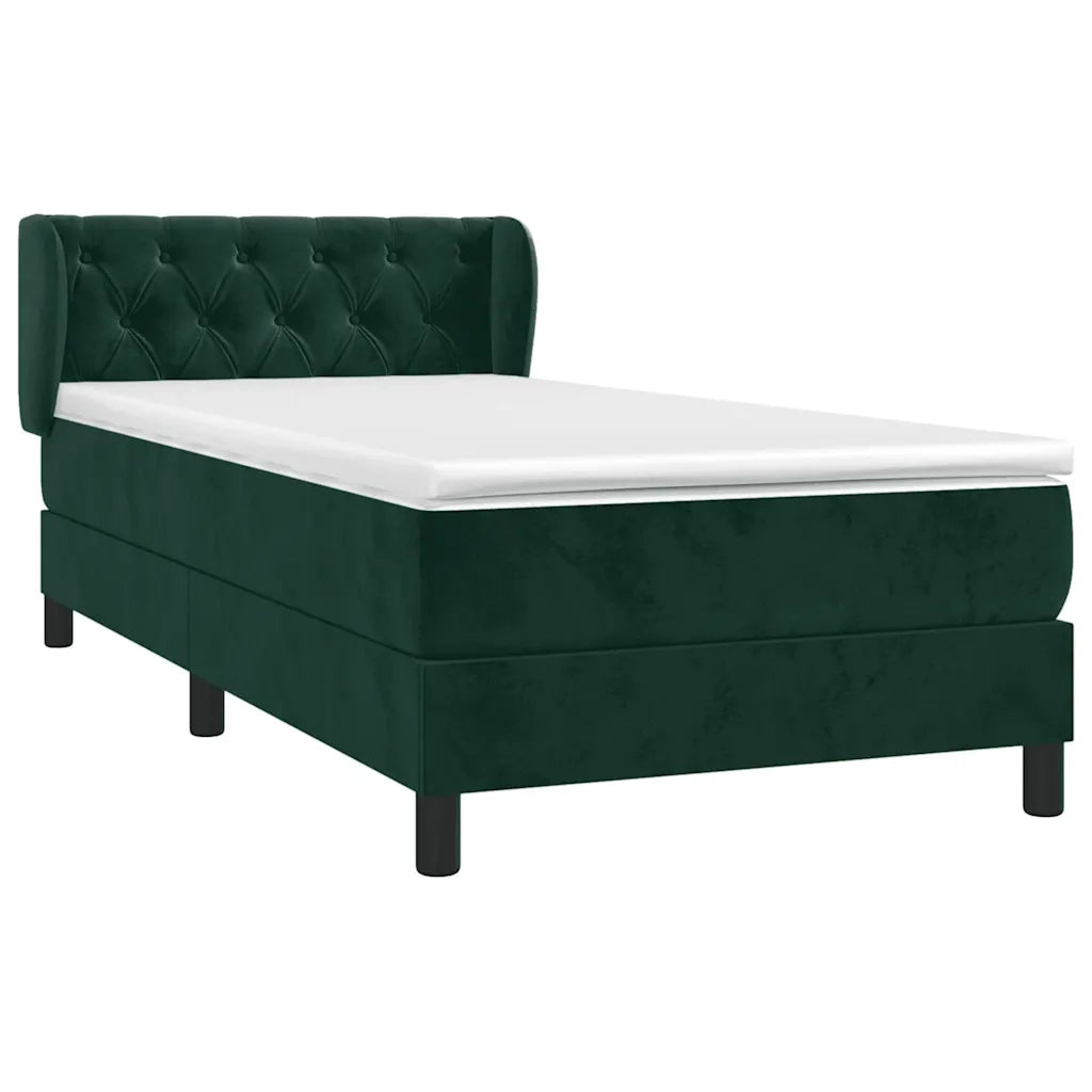 Giroletto a Molle con Materasso Verde Scuro 80x200 cm Velluto 3127640