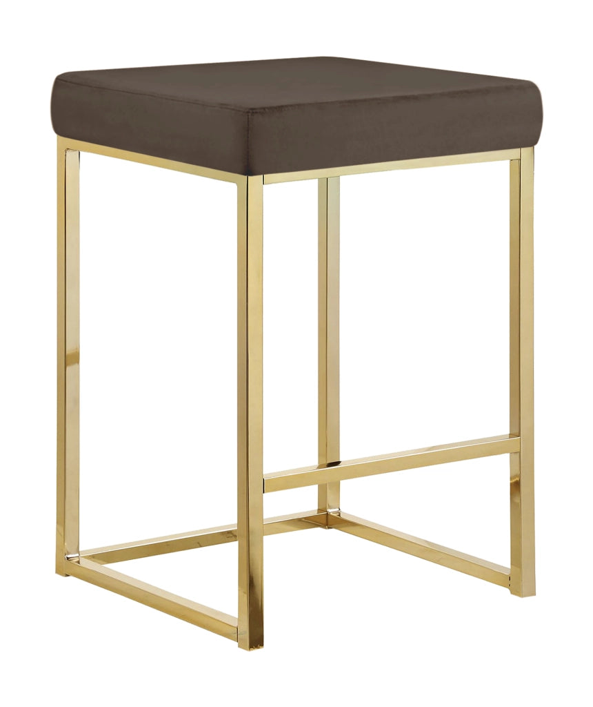 Sgabello Moderno In Velluto Sedile imbottito Gambe In Acciaio Dorato Senza Schienale Casa Sedia Cucina Bar Pub Seduta Rialzata Di Design - Testa di Moro
