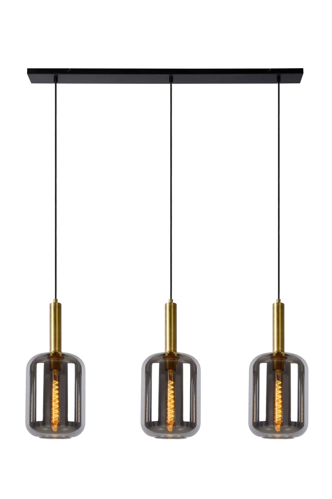 Lampada a sospensione Lucide Joanet 3xE27 vetro fumé