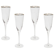 Set di 4 flute da champagne soffiati a mano  con bordo in oro 25 cl aperitivo festeggiamenti