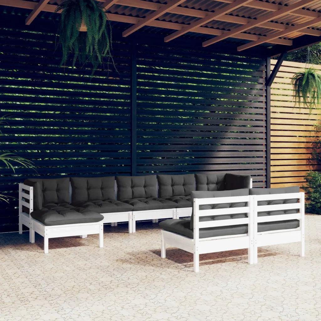 Set Divani da Giardino 9 pz con Cuscini Bianchi Legno di Pino cod mxl 44707