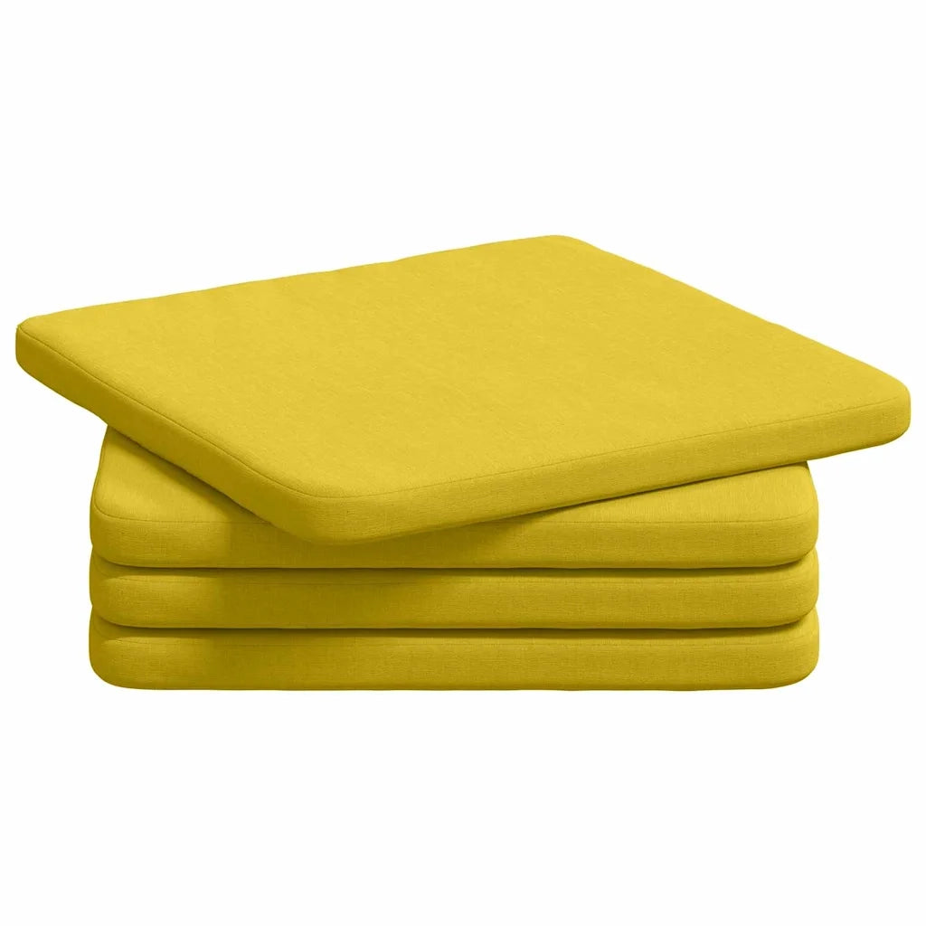 Cuscini per Seduta 4 pz | Cuscini per sedie Giallo Chiaro 40 x 40 x 3 cm Tessuto