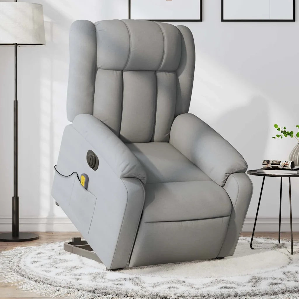 Poltrona Alzapersona Massaggi Elettrica Grigio Chiaro Tessutocod mxl 132999