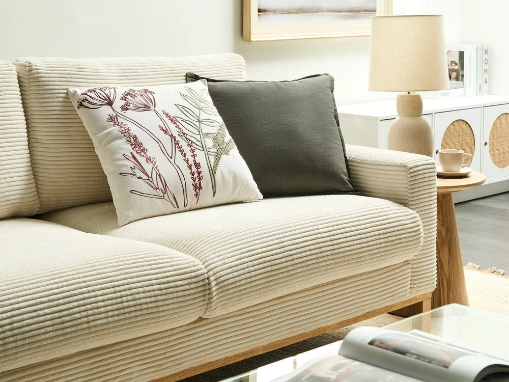 Set di 2 cuscini decorativi in tessuto di cotone bianco e verde con motivo floreale 45 x 45 cm