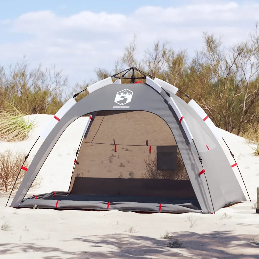 Tenda da Spiaggia 2 Persone-Tenda da campeggio Grigio Rilascio Rapido Impermeabile 301185