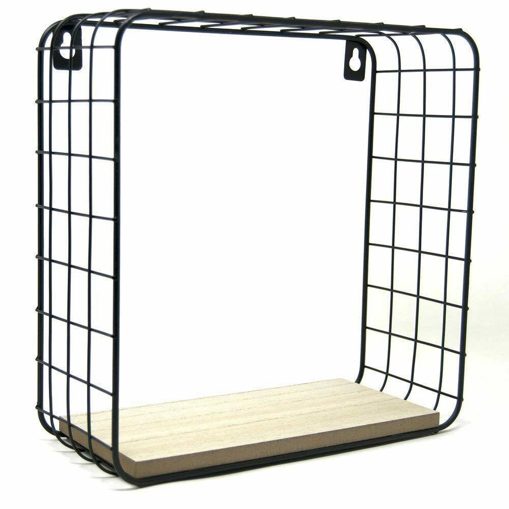 Trade Shop - 2 Mensole Da Parete Moderne Design Cubo Mensola Scaffale Legno Metallo Nero -