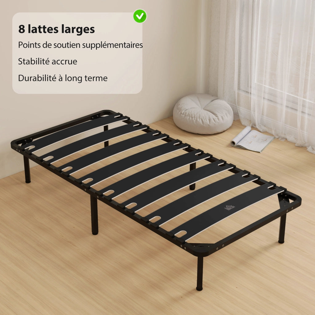 Letto singolo con rete a doghe e contenitore ¨C Minimal ¨C 90x190 cm nero