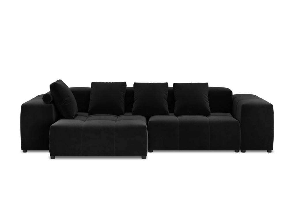 Cosmopolitan Design - Divano angolare modulare reversibile "Rome" 4 posti in velluto nero 
