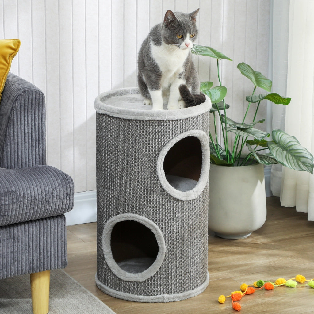 Tana per Gatti a Due Livelli ¨C Zephmum ¨C Grigio Chiaro 60x35 cm