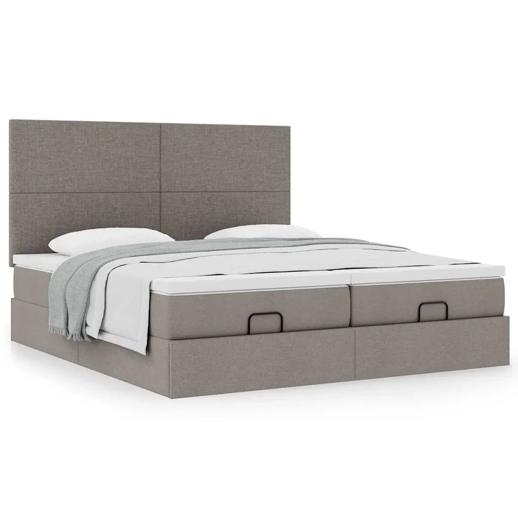 Struttura Letto Pouf con Materassi Tortora 180x200cm in Tessuto 3313675