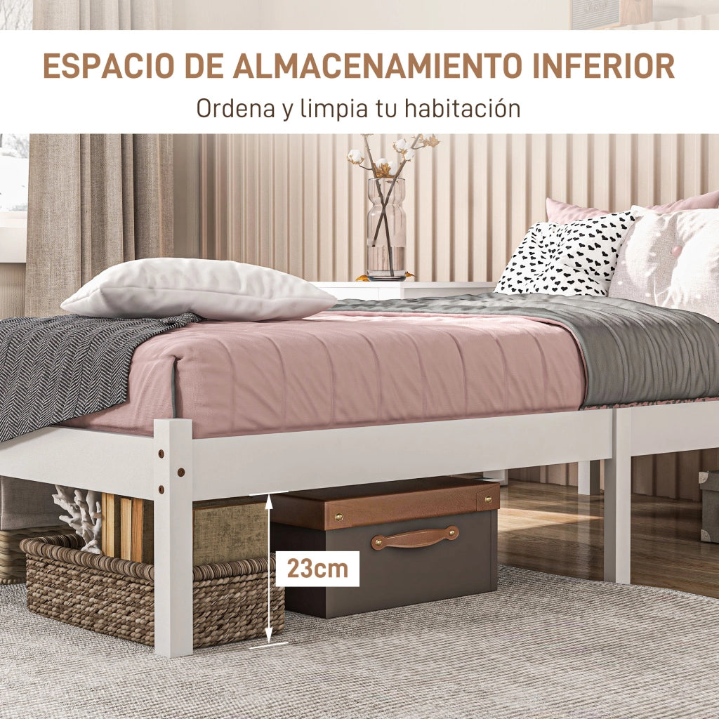 Letto in Legno con Testiera ¨C Zephmum ¨C Bianco 198x96x70 cm