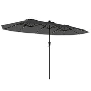 Ombrellone da Giardino 4x2 m ¨C zephmum ¨C Grigio Scuro UPF50+ 12 Stecche con 36 Luci LED