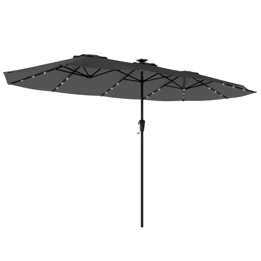 Ombrellone da Giardino 4x2 m ¨C zephmum ¨C Grigio Scuro UPF50+ 12 Stecche con 36 Luci LED