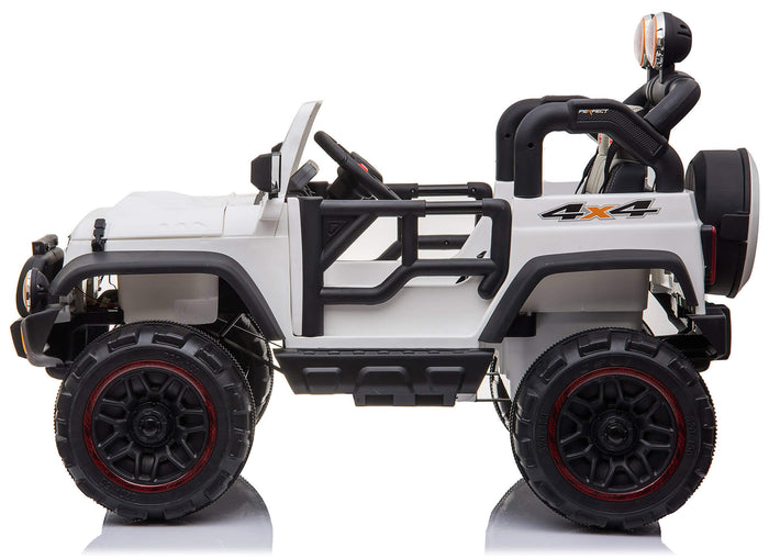 Macchina Elettrica per Bambini 2 Posti Maxi Fuoristrada 12V Happy Kids Bianca