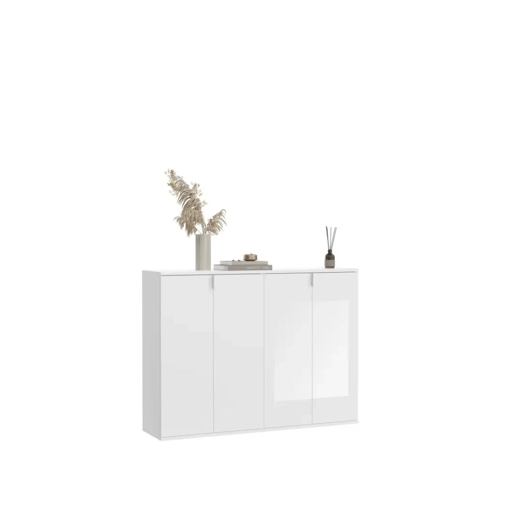 Buffet BODITE – 4 porte – Bianco lucido – Design moderno