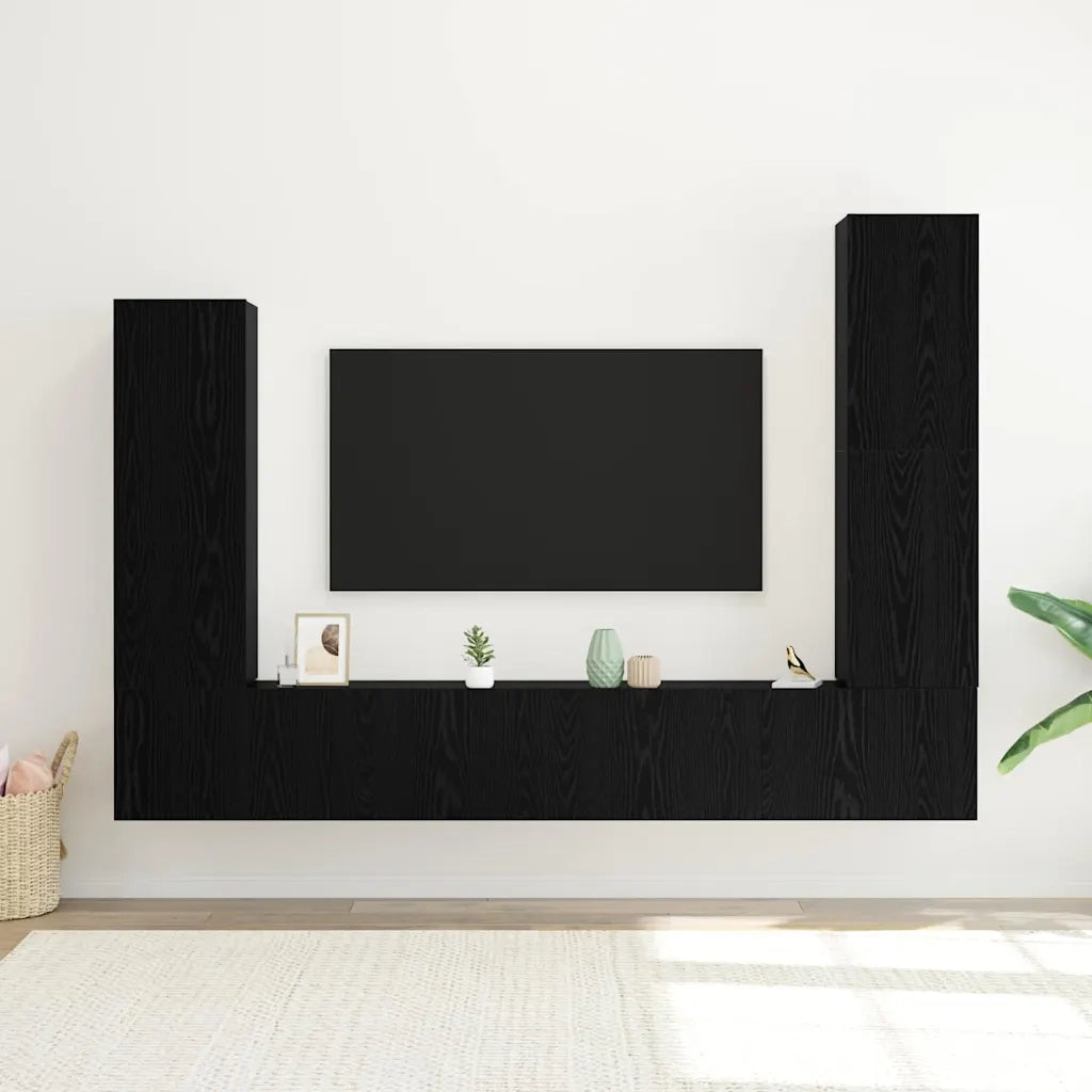 Set mobile TV 4 pcs Rovere Nero Legno multistrato 3332587