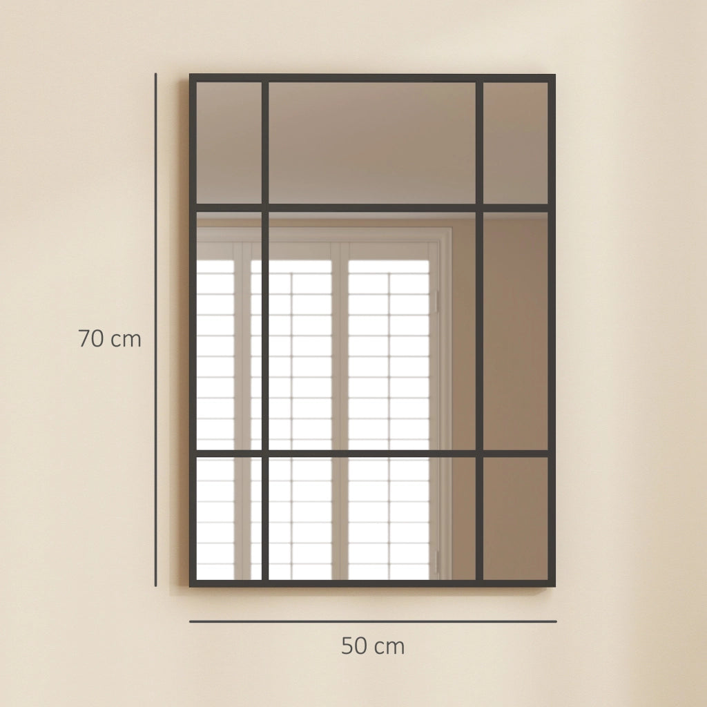 Specchio da Parete Rettangolare ¨C Xylo ¨C Cornice Metallo Nero 70x50 cm