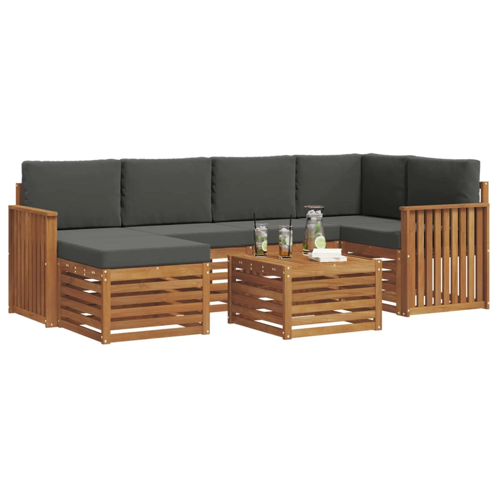 Set divano sezionale con cuscino 7 pcs Naturale e Antracite 3375127