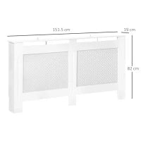 Copritermosifone in Legno MDF, Copertura per Termosifone Moderna con Ripiano Superiore Verniciato Bianco, 151.5x82x19 cm