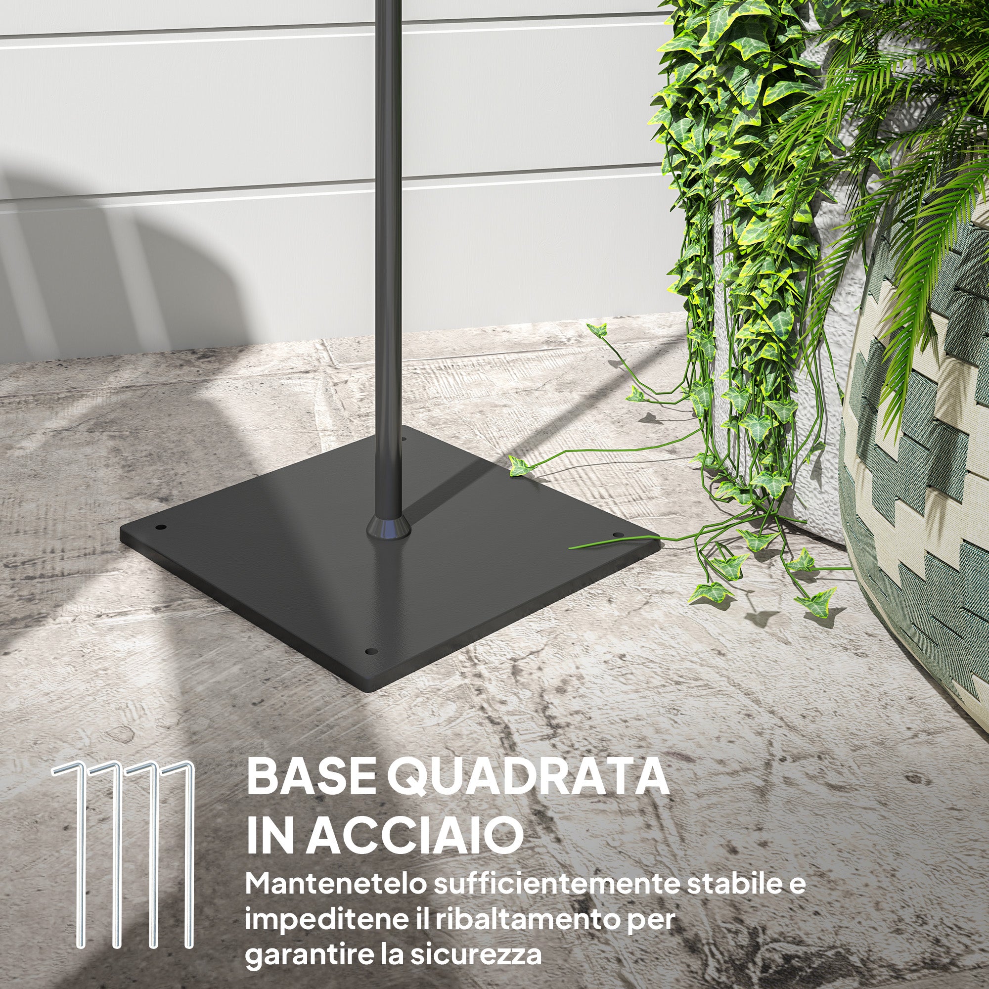 Lampada Solare da Esterno in stile Boho 45x45x178 cm in Rattan PE e Acciaio Nero e Giallo