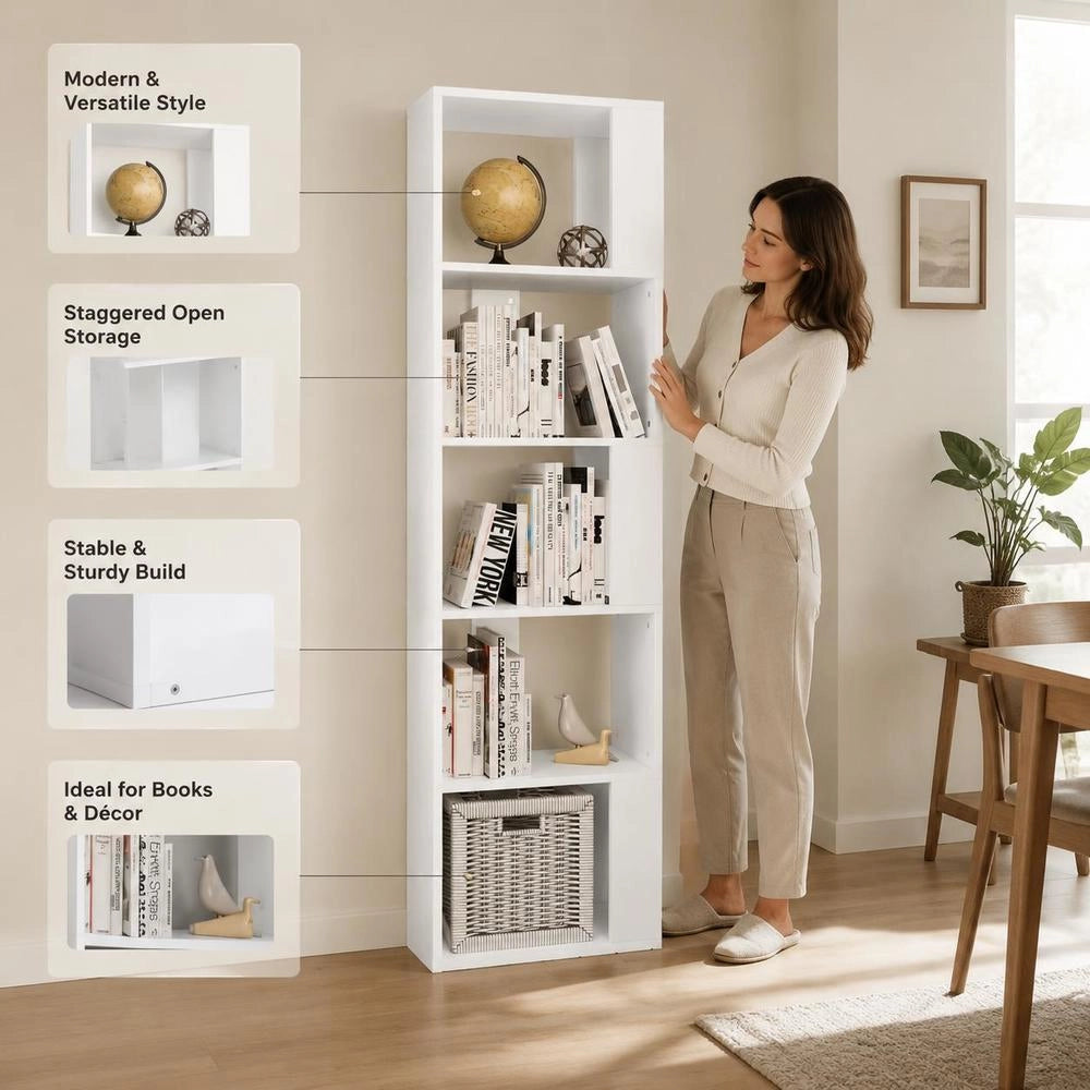 Bookshelf/room Divider, White, 45x24x159 Cm, Engineered Wood