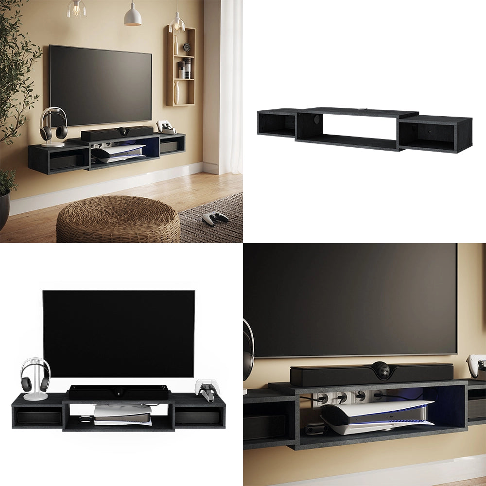 Vicco Mobile tv Calcestruzzo nero 139.7 x 20.3 cm con ripiani aperti