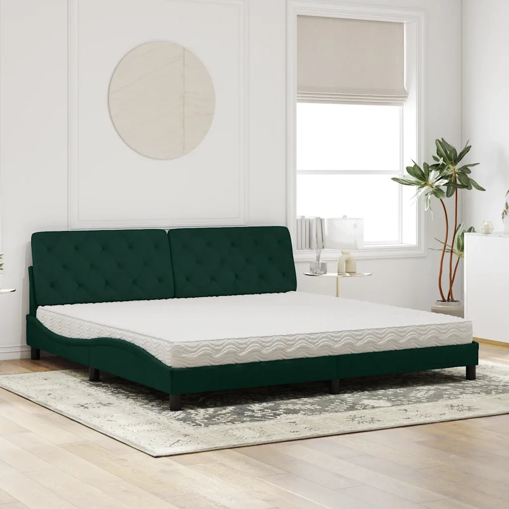 Letto con Materasso Verde Scuro 200x200 cm Velluto