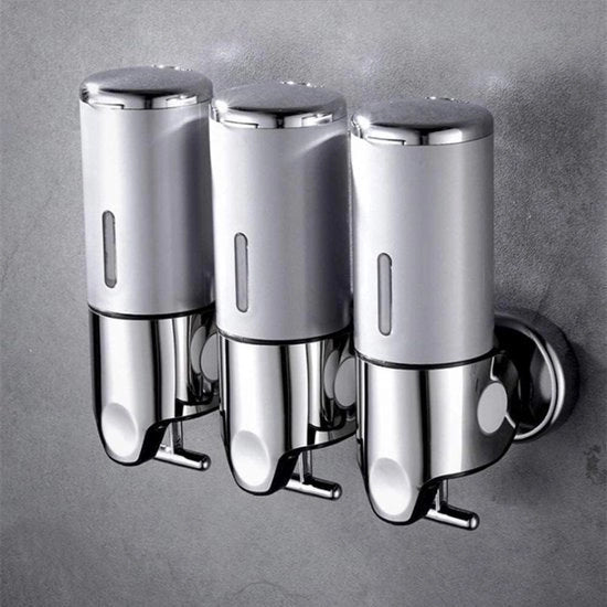 Montaggio a muro Dispensatore di sapone con pulsante per doccia e crema - 1500ml Argento