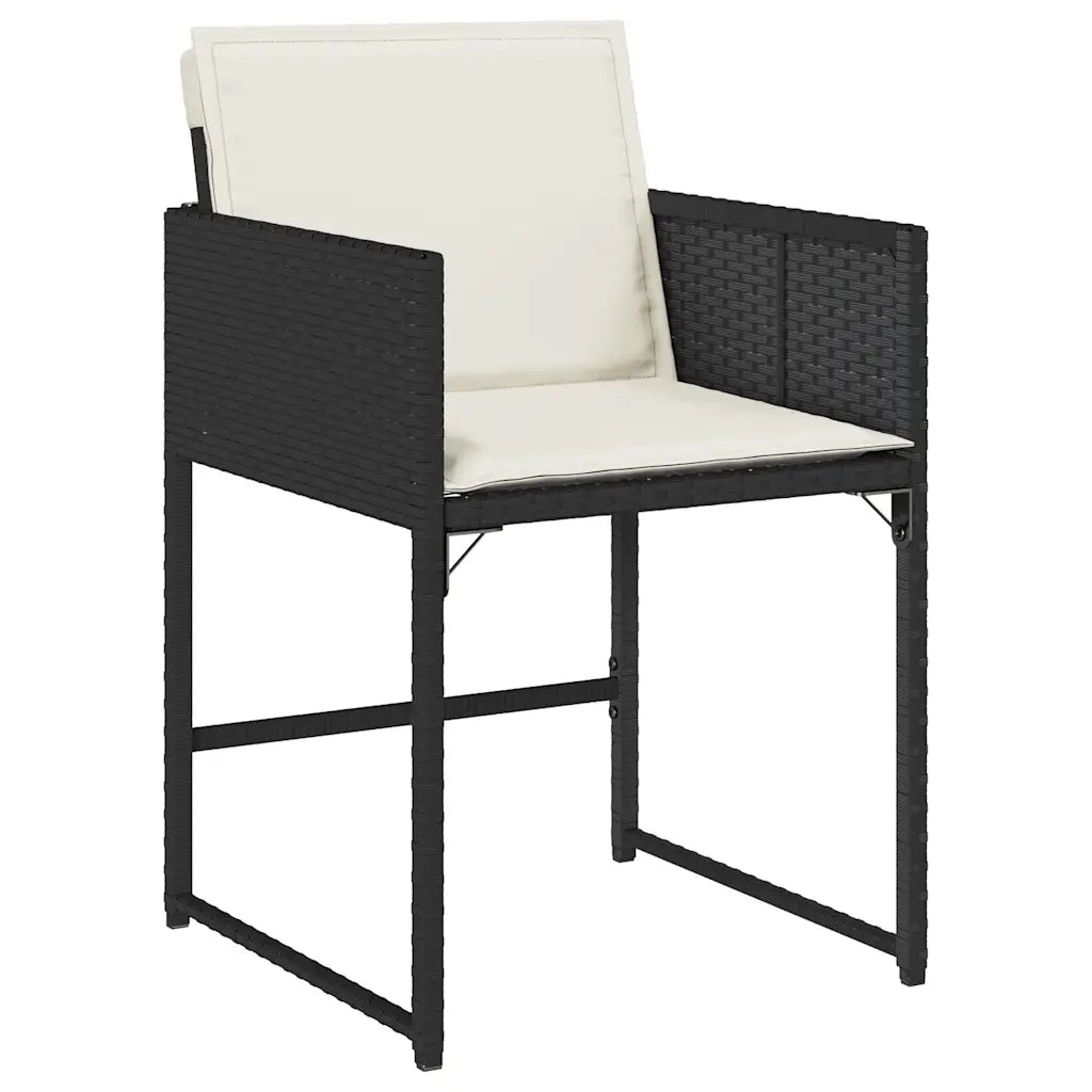 Set da Pranzo da Giardino 11 pz con Cuscini in Polyrattan Nero