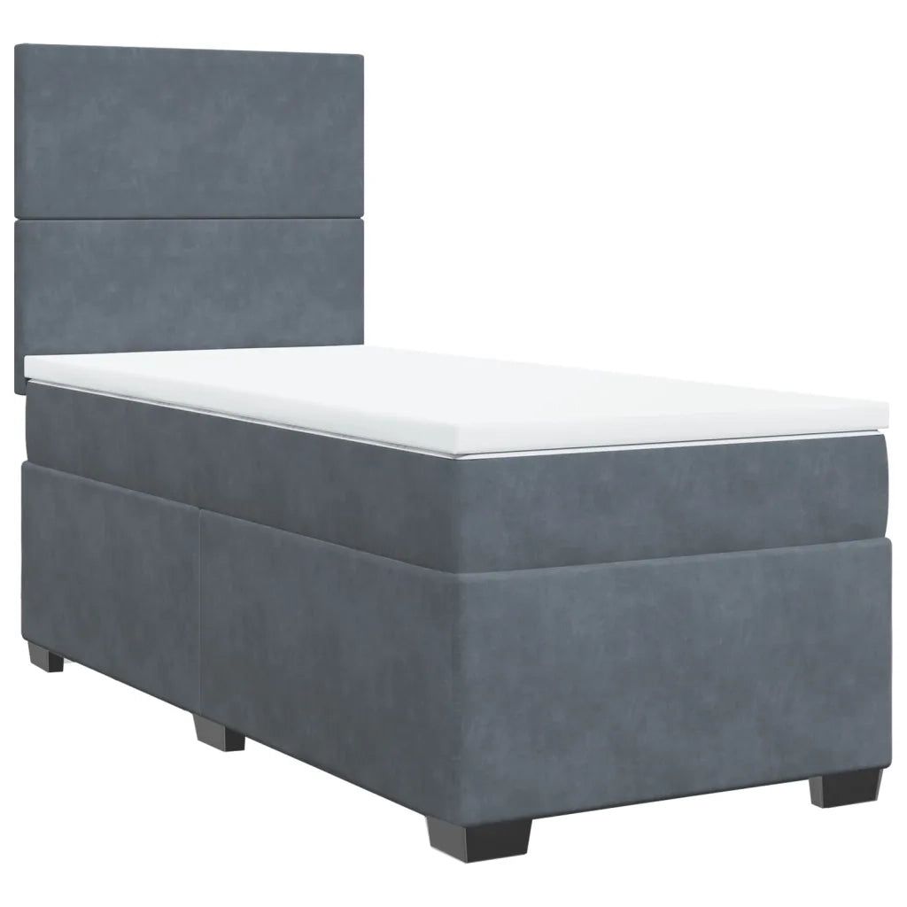 Giroletto a Molle con Materasso Grigio Scuro 100x200 cm Velluto