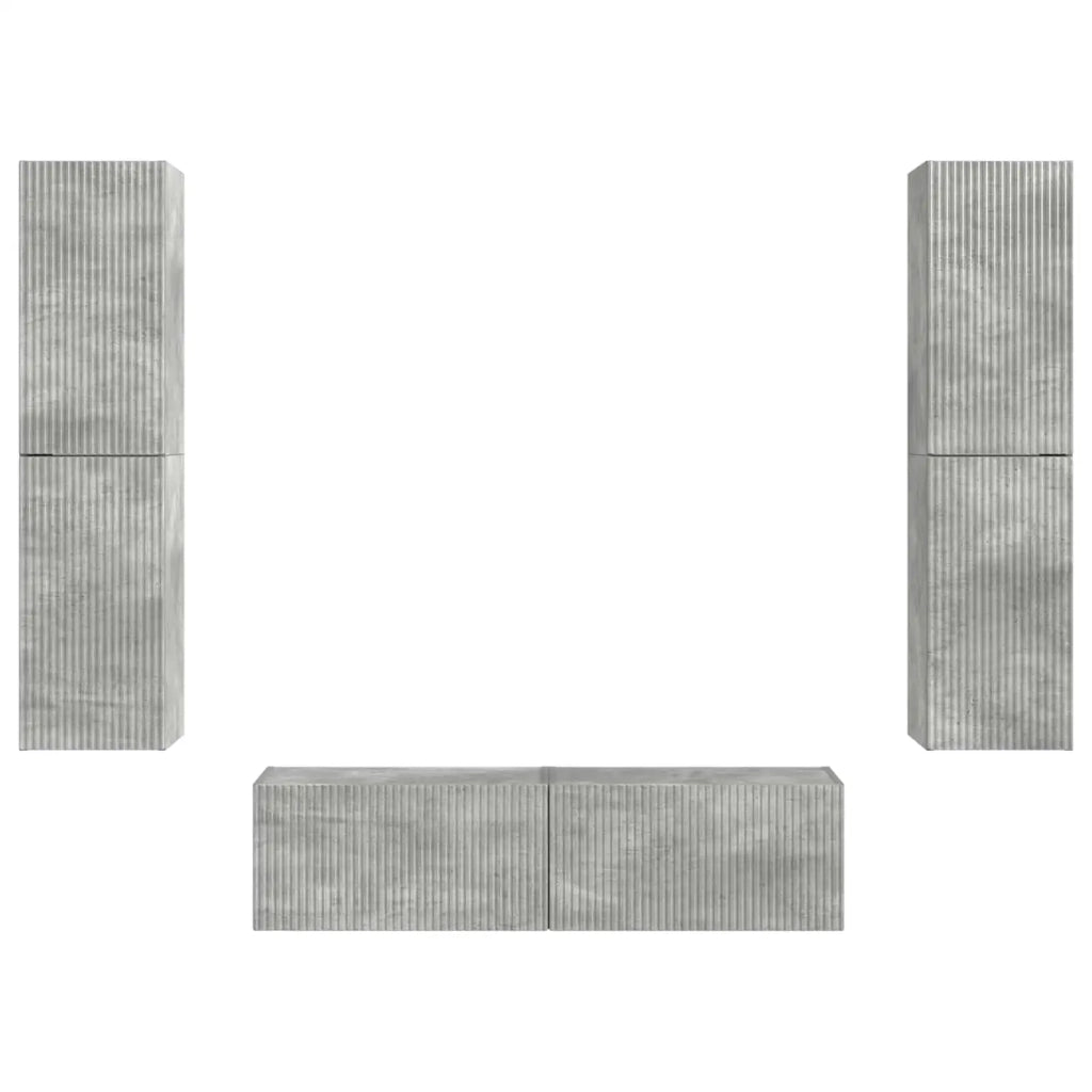 Set mobile TV 6 pcs Grigio cemento Legno multistrato