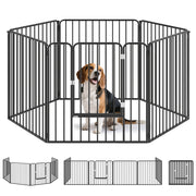 Recinto per Cani a 6 Pannelli ¨C zephmum ¨C Nero Acciaio 164x83x80 cm