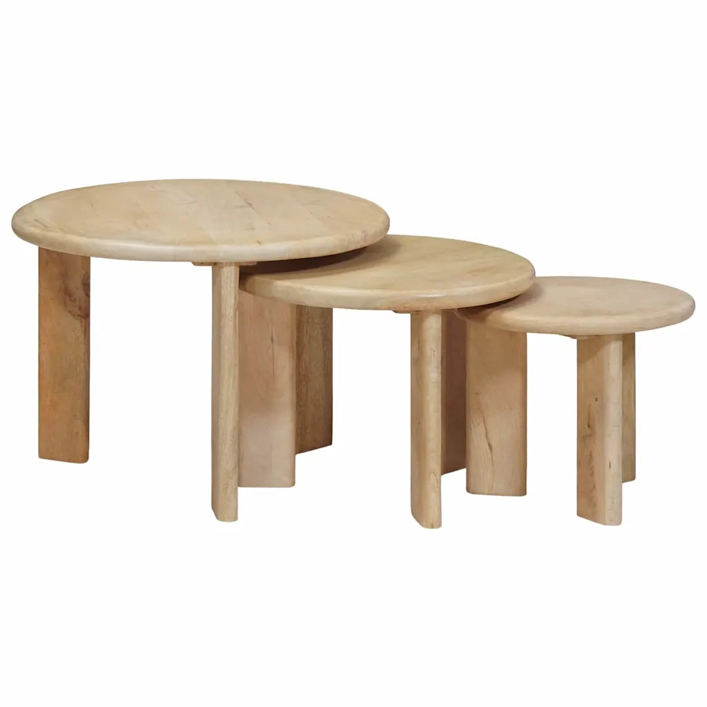 Tavoli da Caffè Nido 3 pcs Nero Legno di mango massello