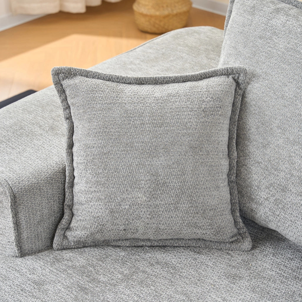 Chaise Longue 1 Posto Senza Montaggio con Cuscino e Tasche Laterali Comfort Morbido Design Moderno in Ciniglia Grigio