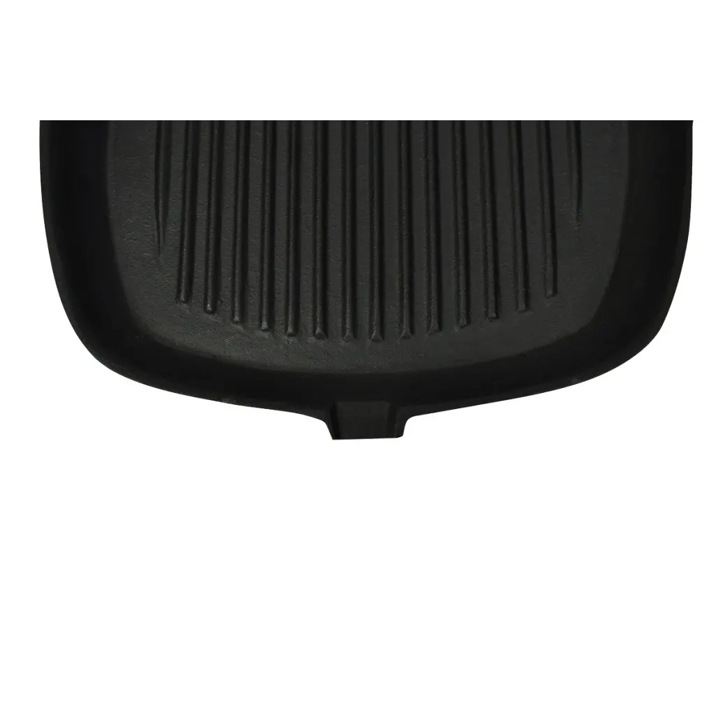 Padella Tegame Griglia in Ghisa con Manico in Legno 20x20 cm 50125