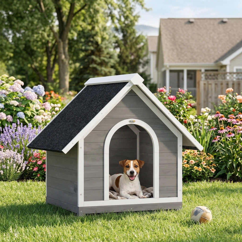 Casetta per Cane da Esterno ¨C zephmum ¨C 84x101x86 cm Grigio e Bianco