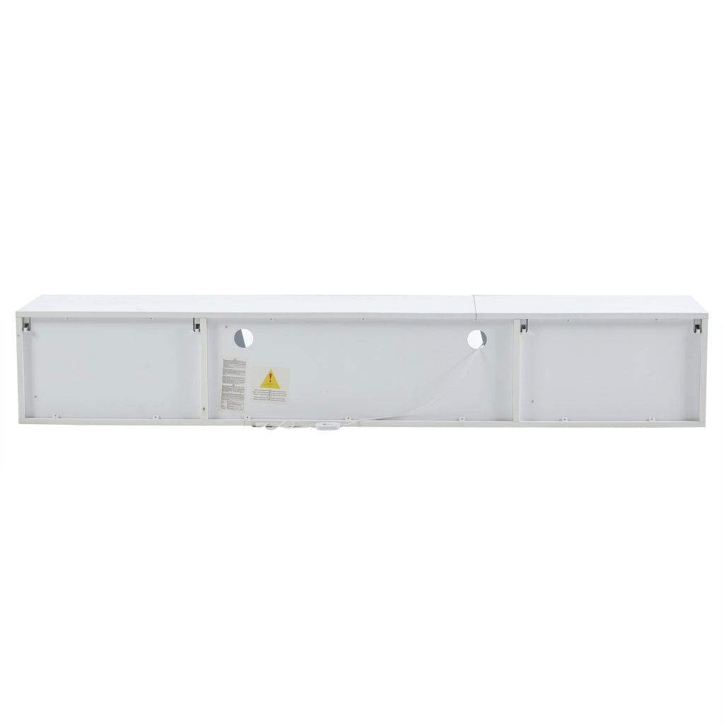 Mobile TV da Parete con 3 Ante a Ribalta e LED; Bianco Lucido; Stile Moderno; in Pannello Truciolare; 180×35×30 cm