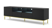 PORTA TV RAVENNA CCK DIAMOND MDF HG TV STAND 2D2S 200 NERO OPACO NERO LUCIDO TELAIO ORO