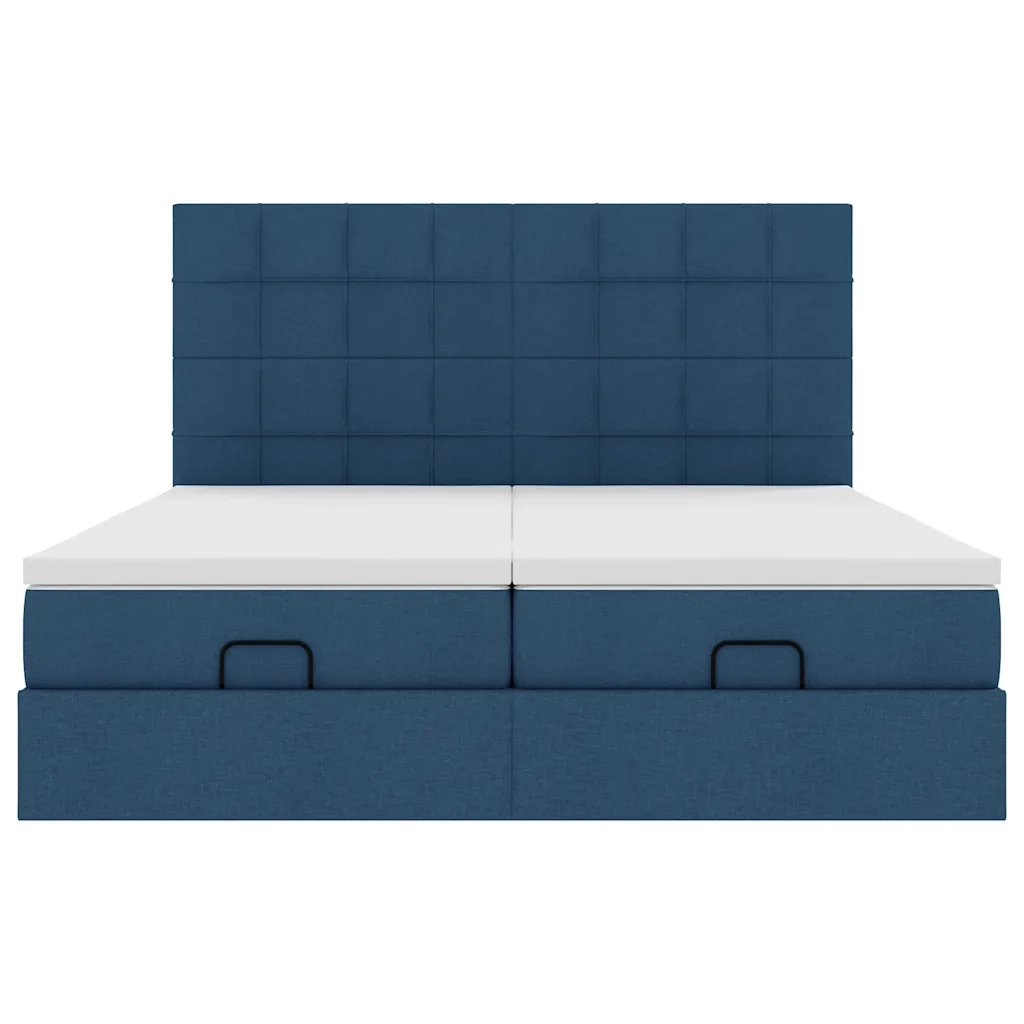 Struttura Letto Pouf con Materassi Blu 180x200cm in Tessuto 3313698