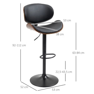 SGABELLO ALTO Set da 2 pezzi regolabile 53x52x92-112 cm Nero in pelle