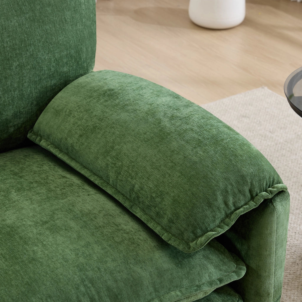 Poltrona divano retro con doppia tasca laterale in ciniglia, Verde 96 × 92 × 90 cm