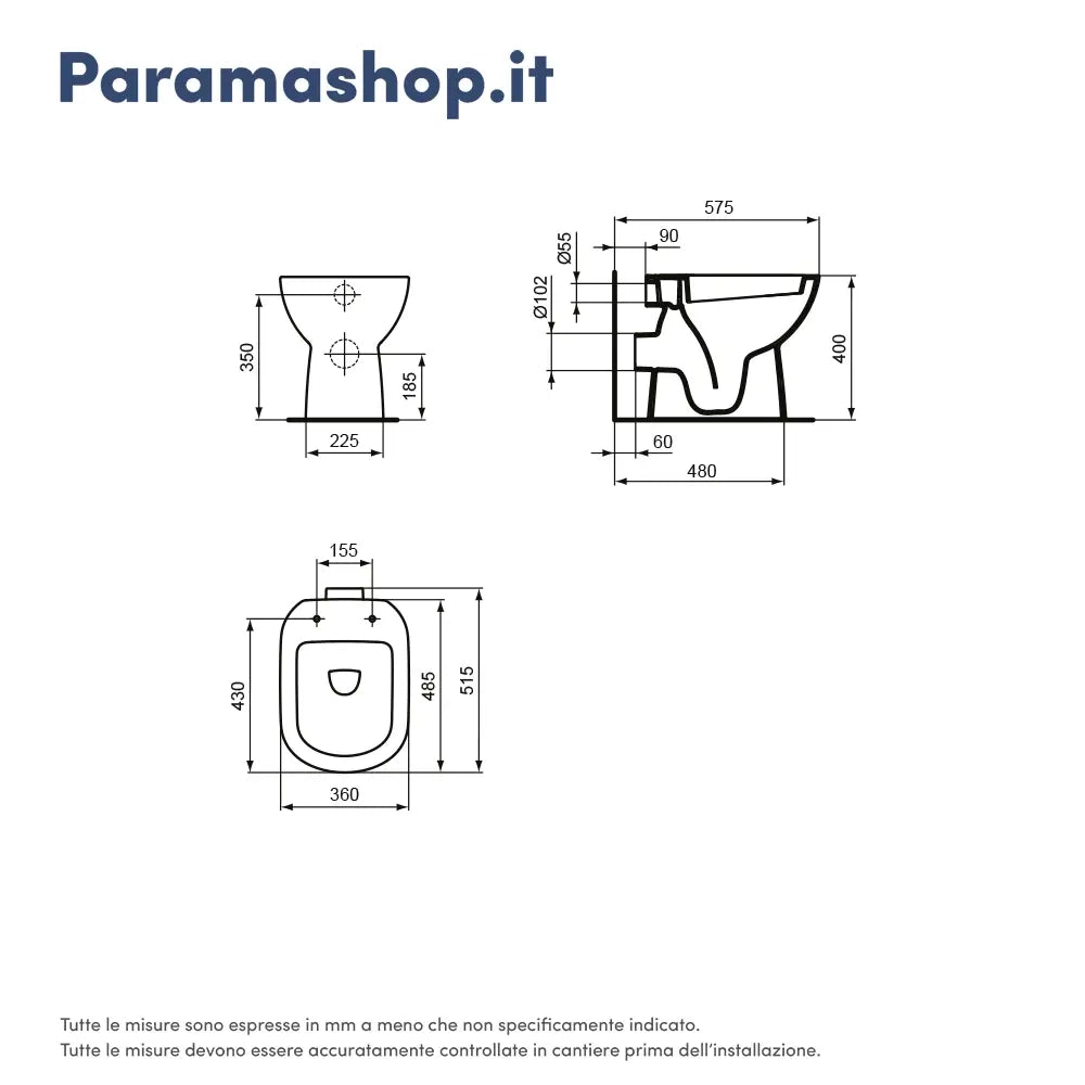 IDEAL STANDARD Vaso a terra con scarico a parete con sedile Soft-Close | I.Life A