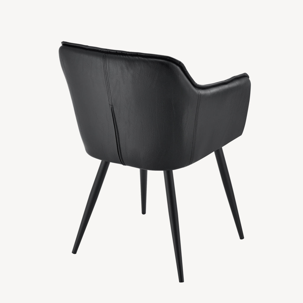Set di 4 Sedie per Sala Pranzo Birmingham Similpelle Nero [en.casa]